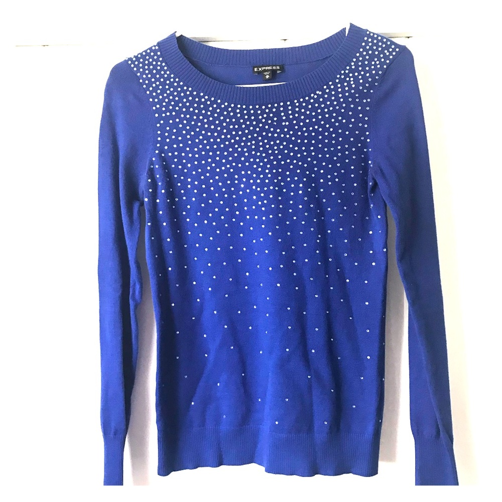 Express Blue Sweater with Rhinestones